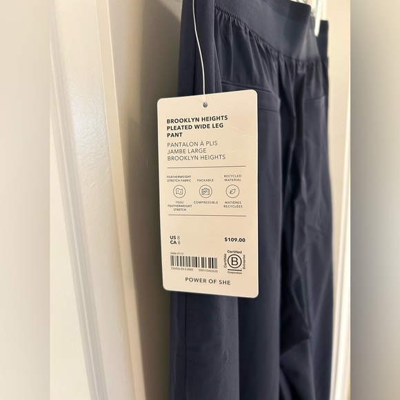 Athleta Brooklyn Heights Pleated Wide Leg Pant 8 Navy Blue - Picture 7 of 11